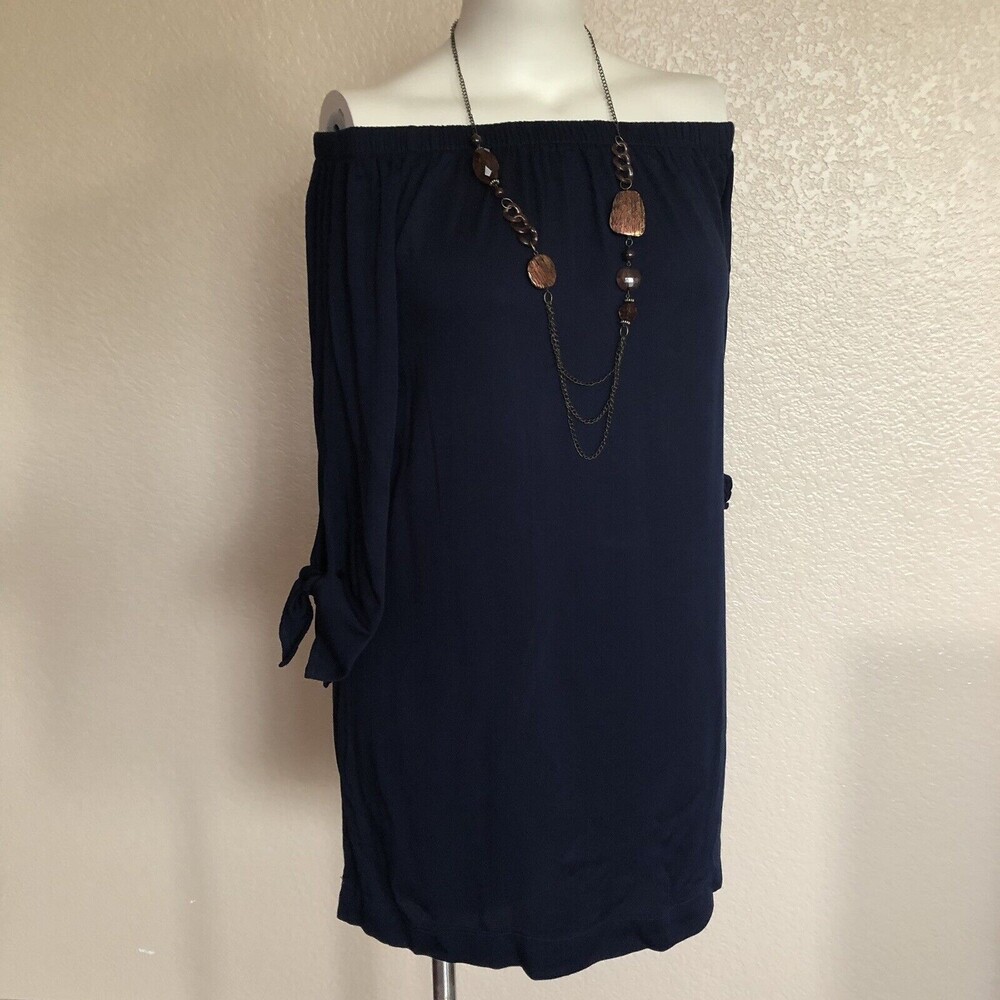 Michael Stars Off-Shoulder Tunic Top Size L Navy Blue New